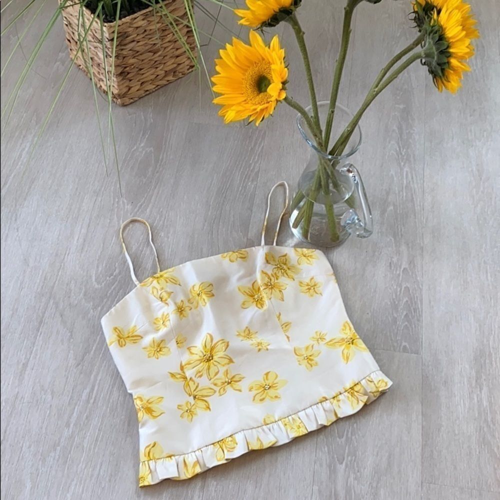 Rickie Freeman for Teri John‎ Silk Floral Camisole Yellow size 4